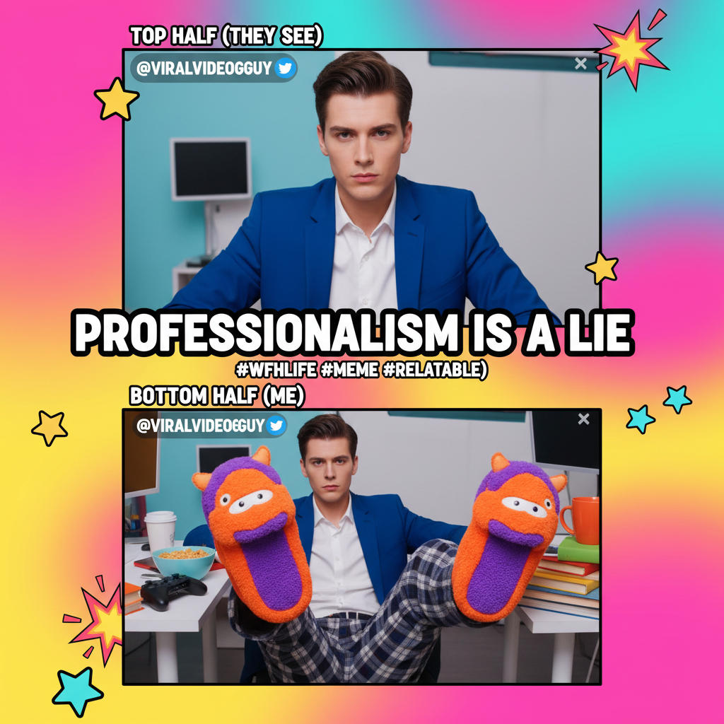 My 'professional' WFH outfit vs. what's happening below the desk. 👔👖