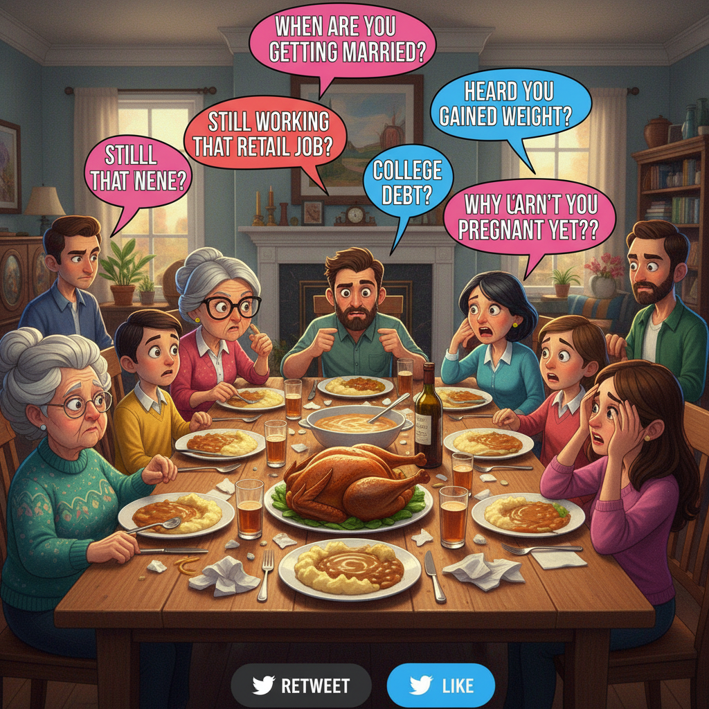 Holiday family dinner: 1 part food, 9 parts 'Are you seeing anyone?' 😩🍽️