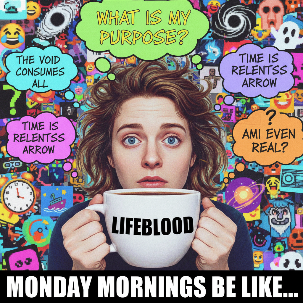 My Monday morning mood is sponsored by 5 hours of sleep and 3 existential crises. ☕️😵‍💫