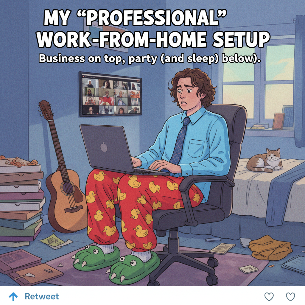 My 'work from home outfit' is 50% pajamas, 50% existential dread.