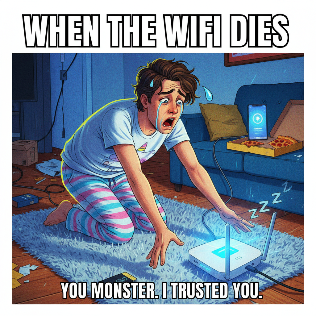 The WiFi went down. I stared at my router like it personally offended me. The horror.