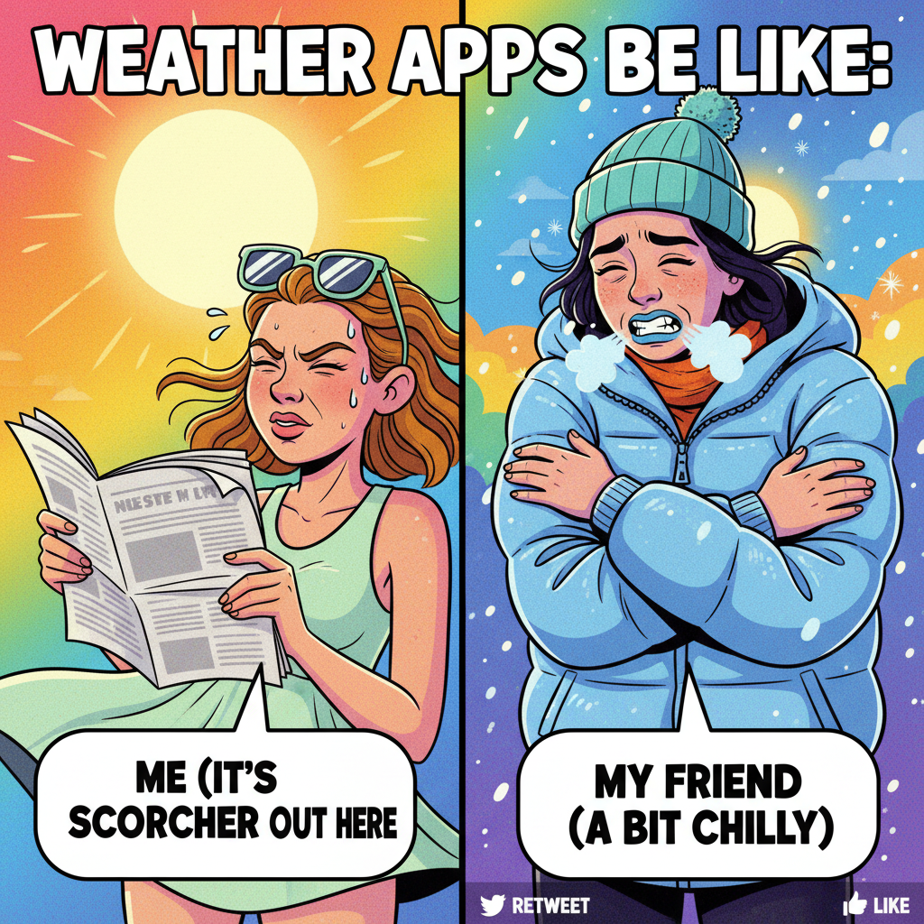 It's 70°F and sunny. Still complaining it's too hot/cold/humid. Regional pride.