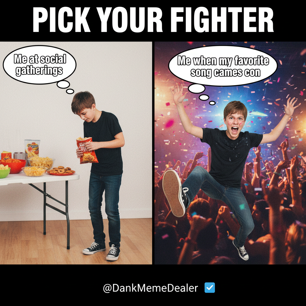 Introvert at a party: 'I'll just stand near the snacks.' Extrovert: 'LET'S DANCE!'