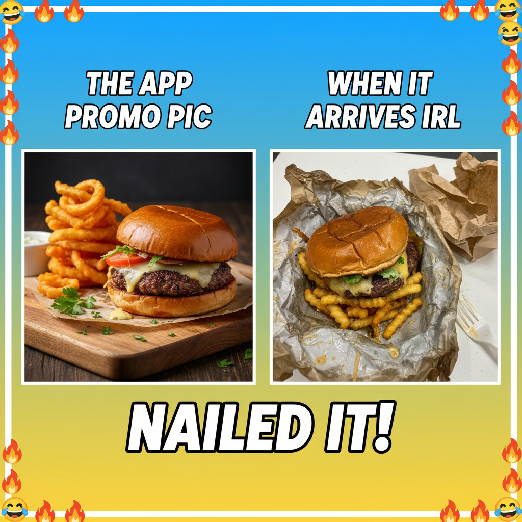 Food delivery app pic vs. what actually arrived. My disappointment is immeasurable.
