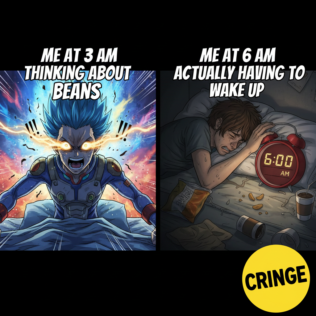 Me trying to react to my alarm like an anime protagonist. Reality: I hit snooze 5 times.