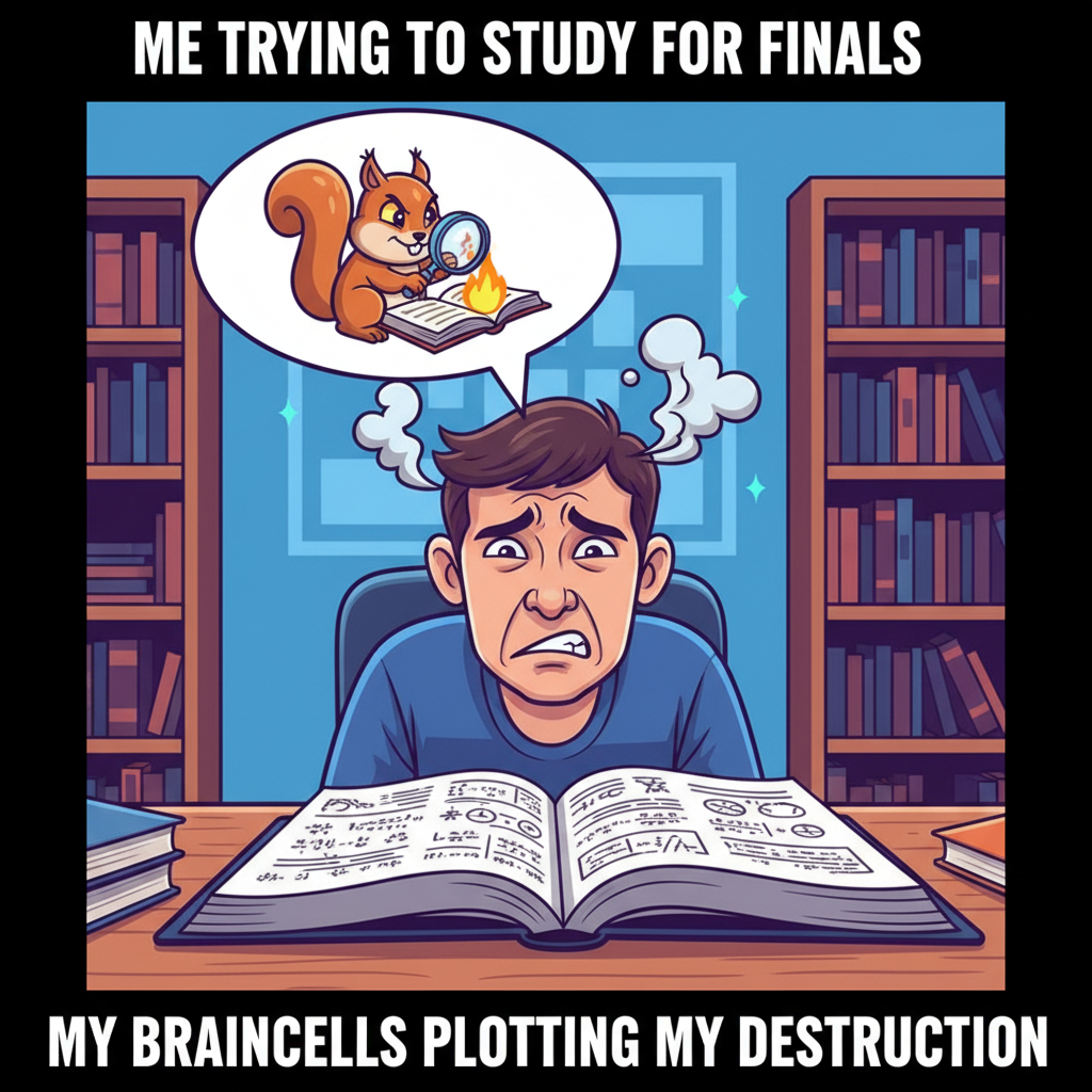 My brain during exams: 'You know this! Wait, no you don't. Is that a squirrel?'