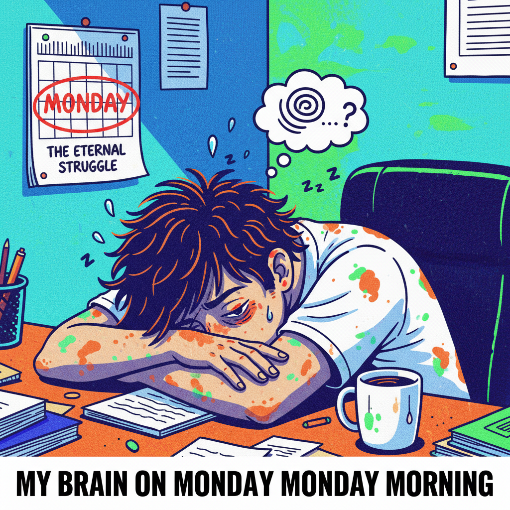 My brain on Monday mornings: 'Is it Friday yet?' My body: 'Nope, still asleep.'
