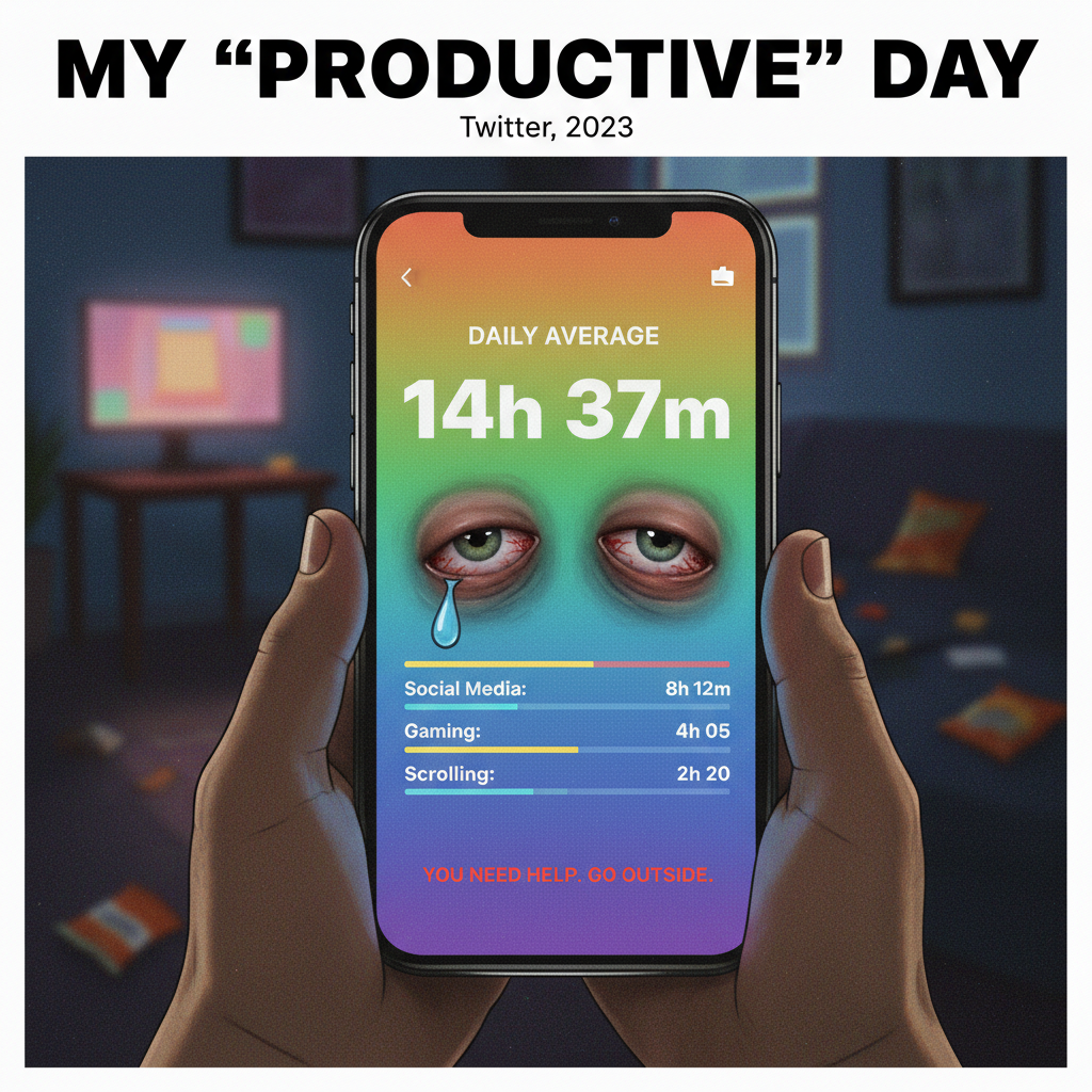 My screen time report is basically a memoir. 'A Life Lived Online: A Tragedy in 8 Hours.'
