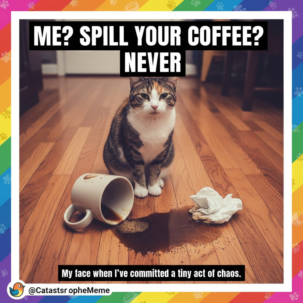 My cat just knocked my coffee off the table then looked at me like *I* did it. The audacity.