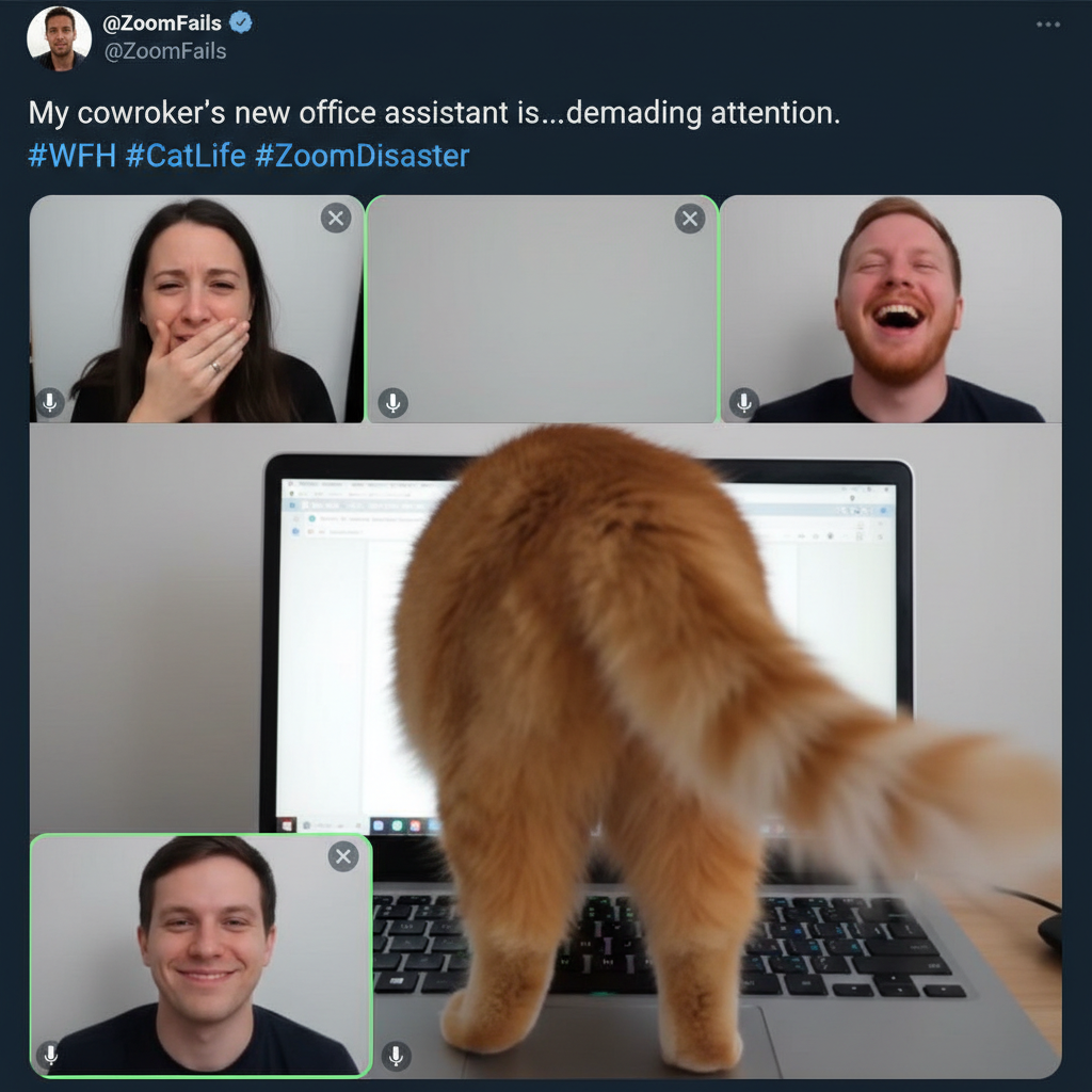 Someone's cat just walked across their keyboard during a client call. I'm dead. 😂
