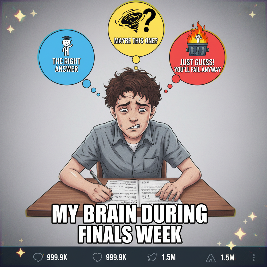 My brain during exams: 'You know this. You definitely know this. Just kidding, you don't.'