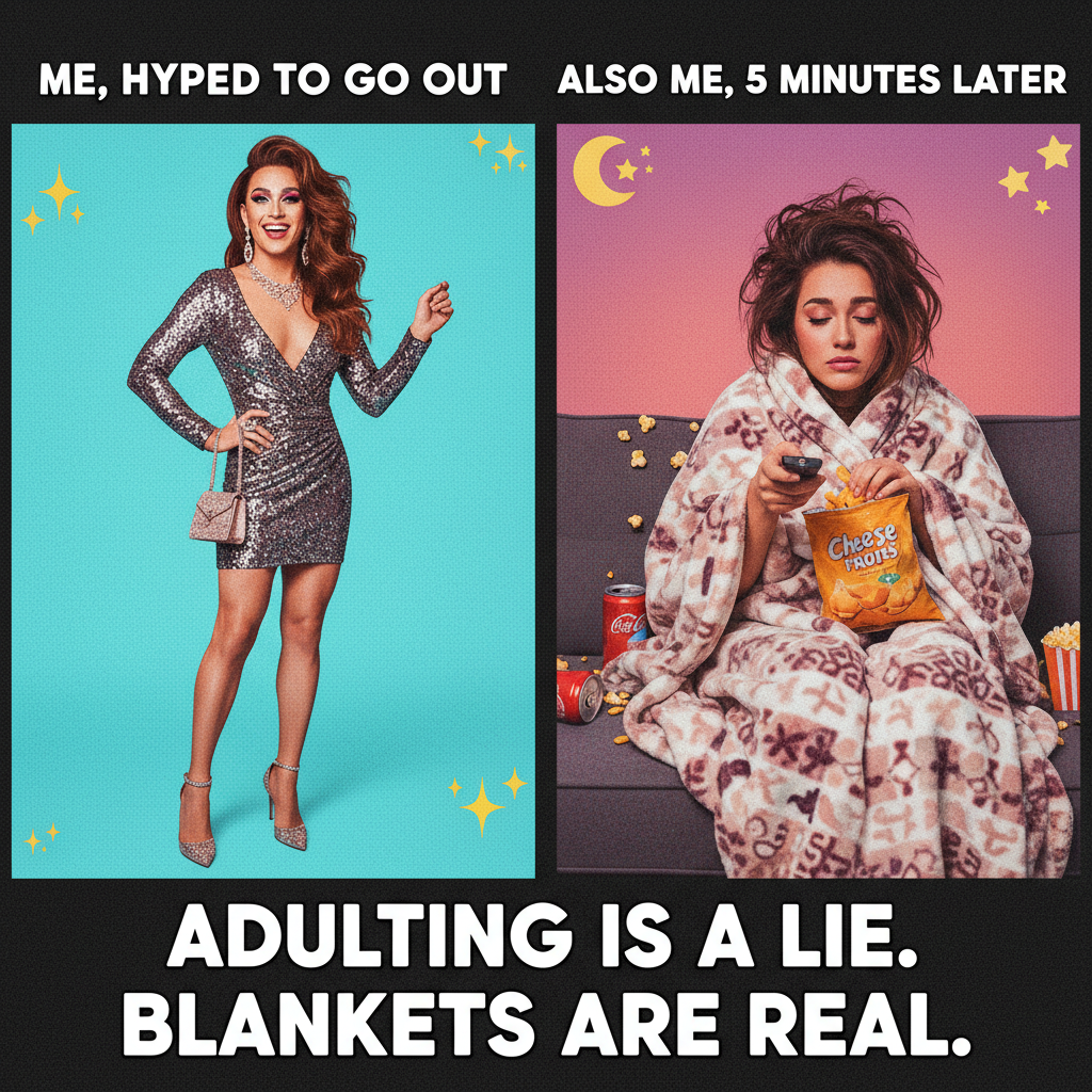 My Friday night plans vs. my Friday night reality. Send snacks.