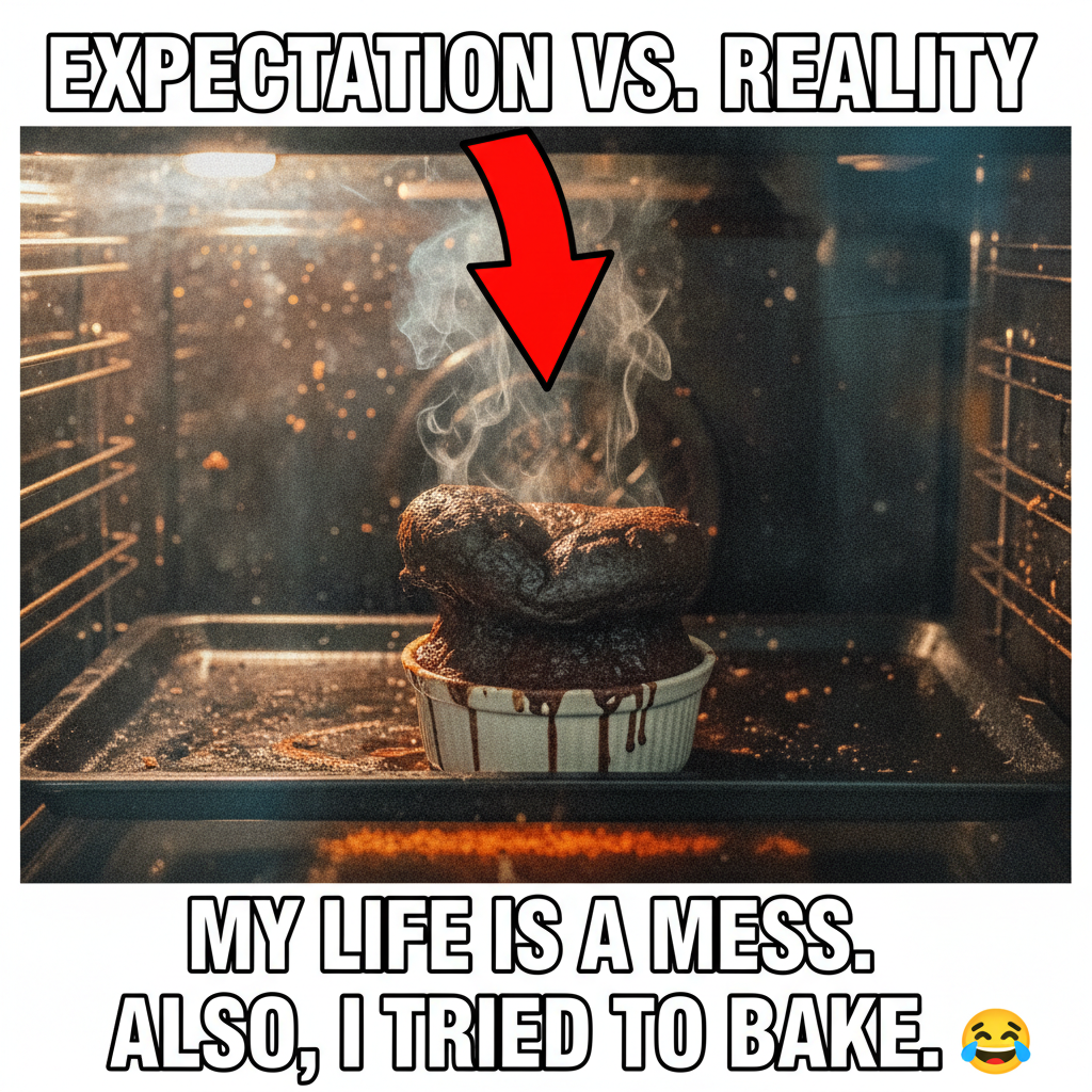 Tried to make a soufflé. Now my oven looks like a crime scene and smells like burnt dreams. #CookingFail
