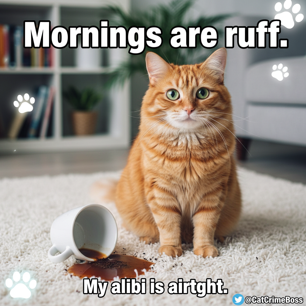 My cat just knocked my coffee over, then stared at me like *I* did it. The audacity.
