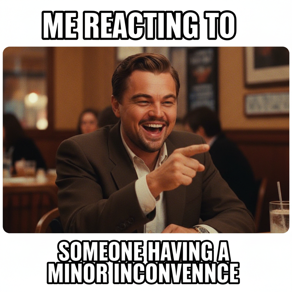 Me reacting to literally any minor inconvenience. (Insert Leo DiCaprio pointing meme)