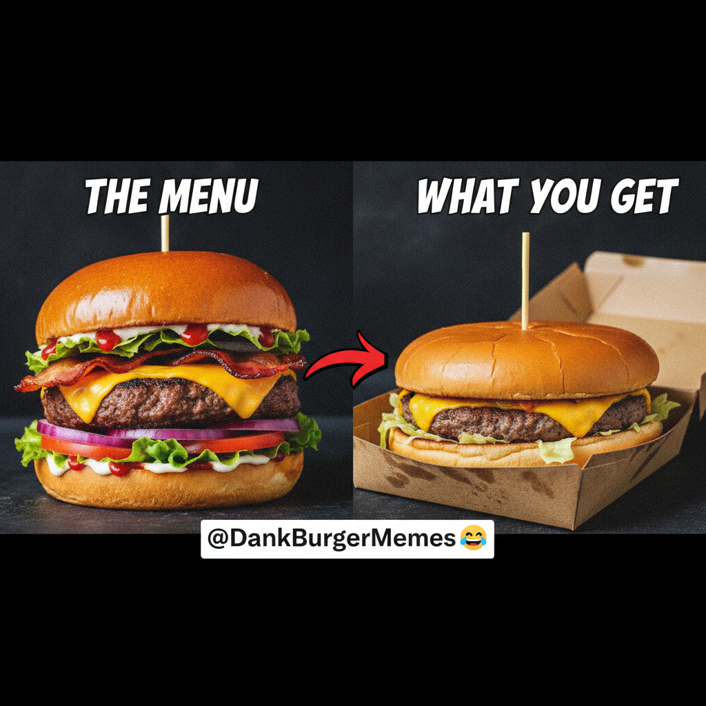Ordered a gourmet burger, got a sad patty on a bun. My expectations vs reality. #FoodDelivery