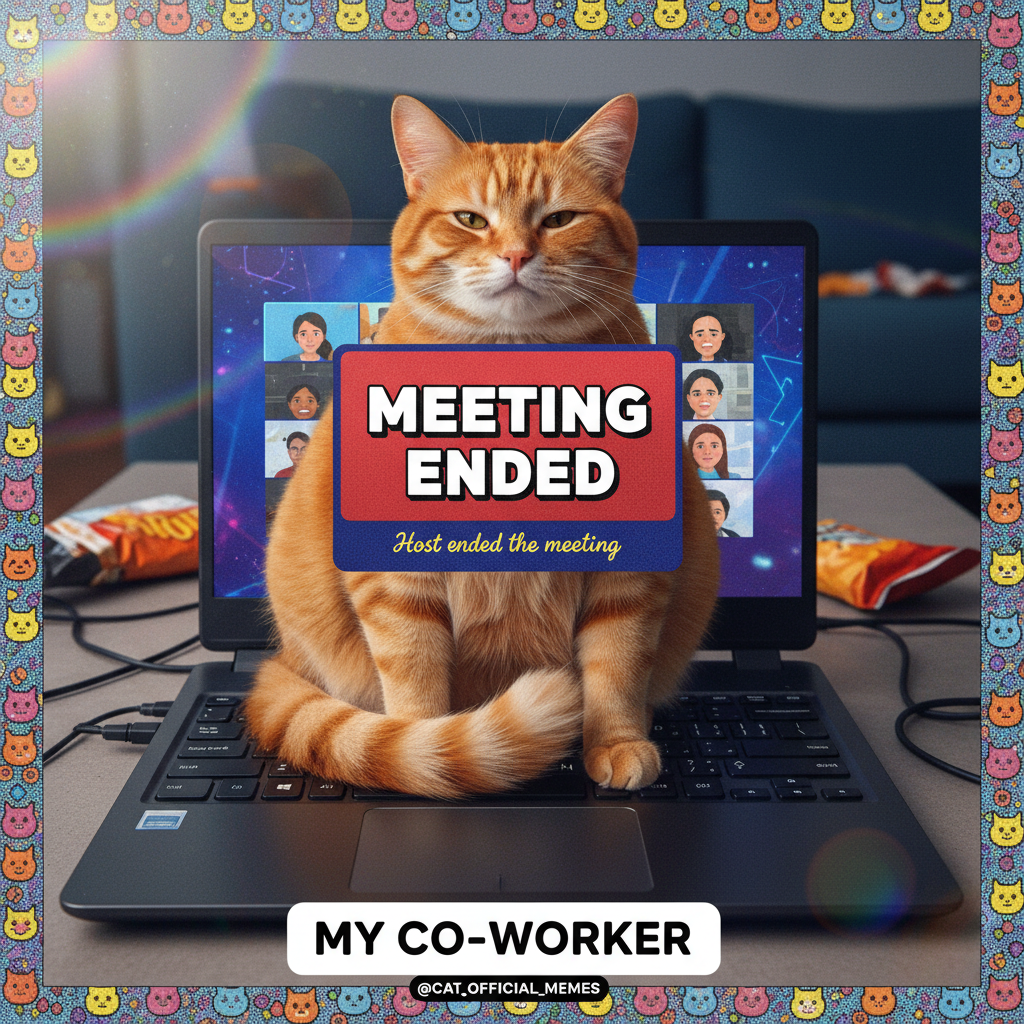 My cat walked across my keyboard and somehow ended my Zoom meeting. He's CEO now.