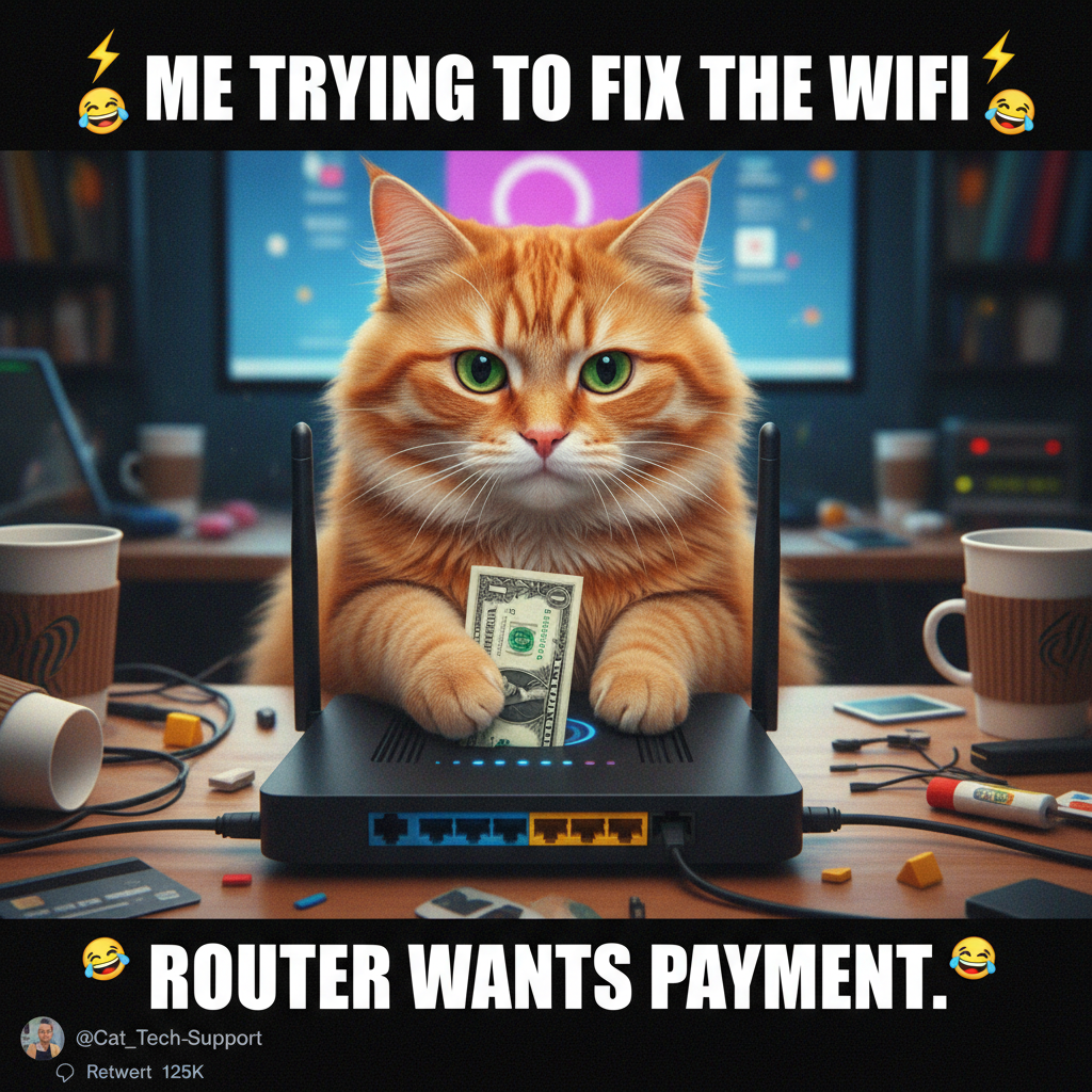 The WiFi went down. I think I just saw my cat try to pay for data.