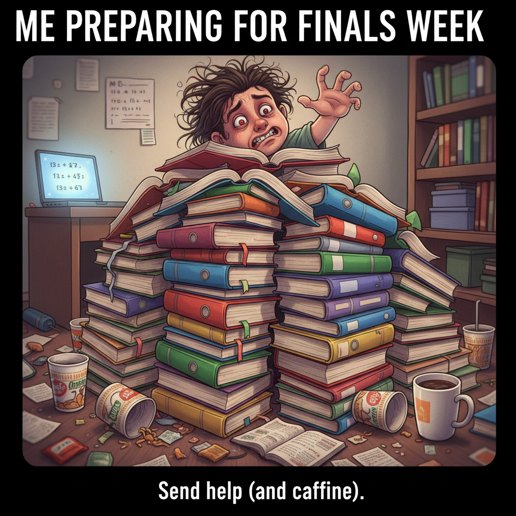 Surviving on instant noodles and pure panic during exam season. Send help (and caffeine). #StudentLife