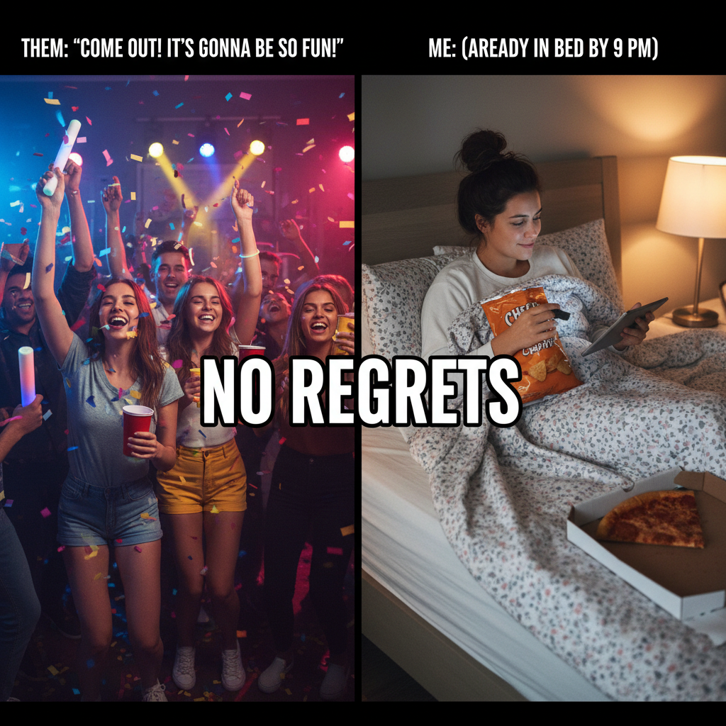 Extrovert: 'Let's go out!' Introvert: *already in bed by 8pm with snacks* We are not the same.