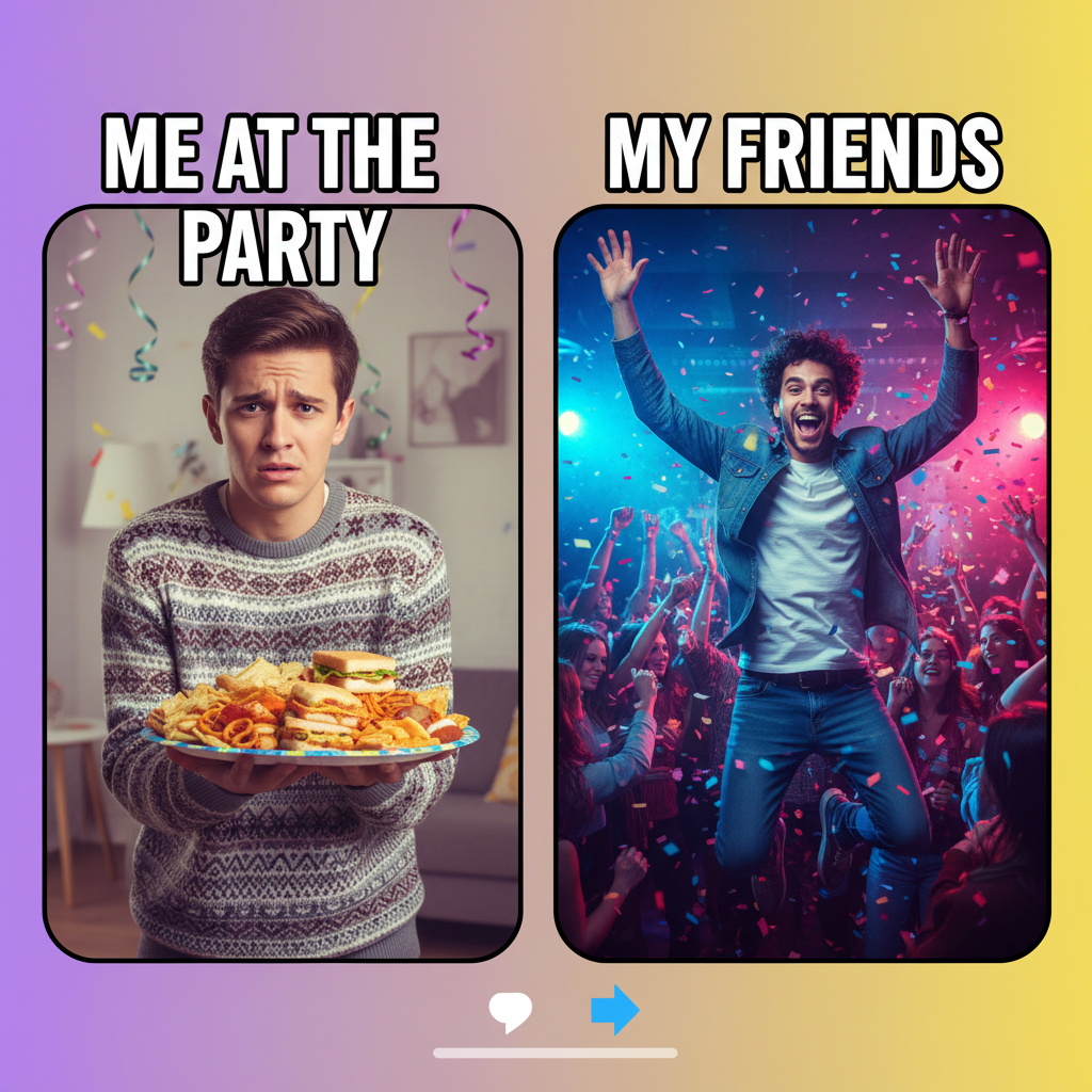 Introvert at a party: 'I'm just here for the snacks.' Extrovert: 'LET'S GOOOO!'