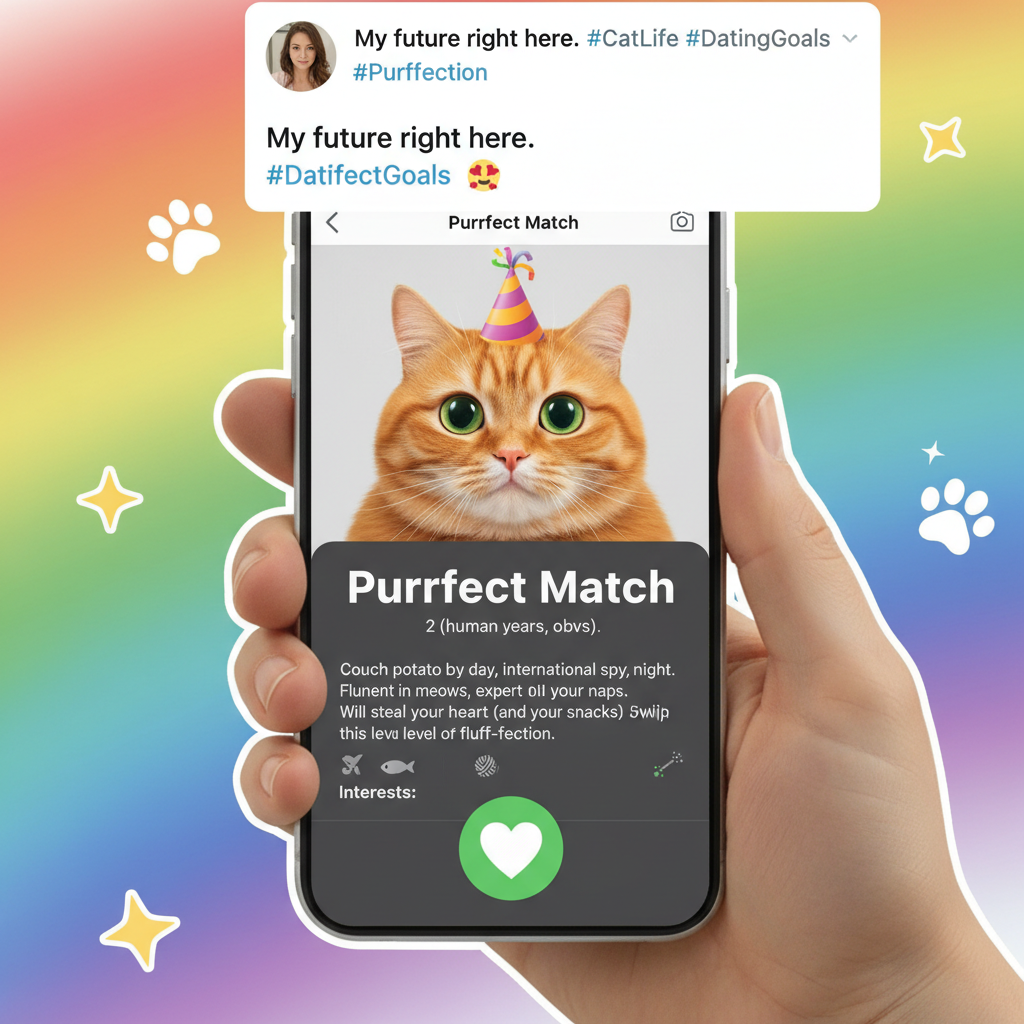 Swiped right on a cat. Best decision ever. My dating life is peak.