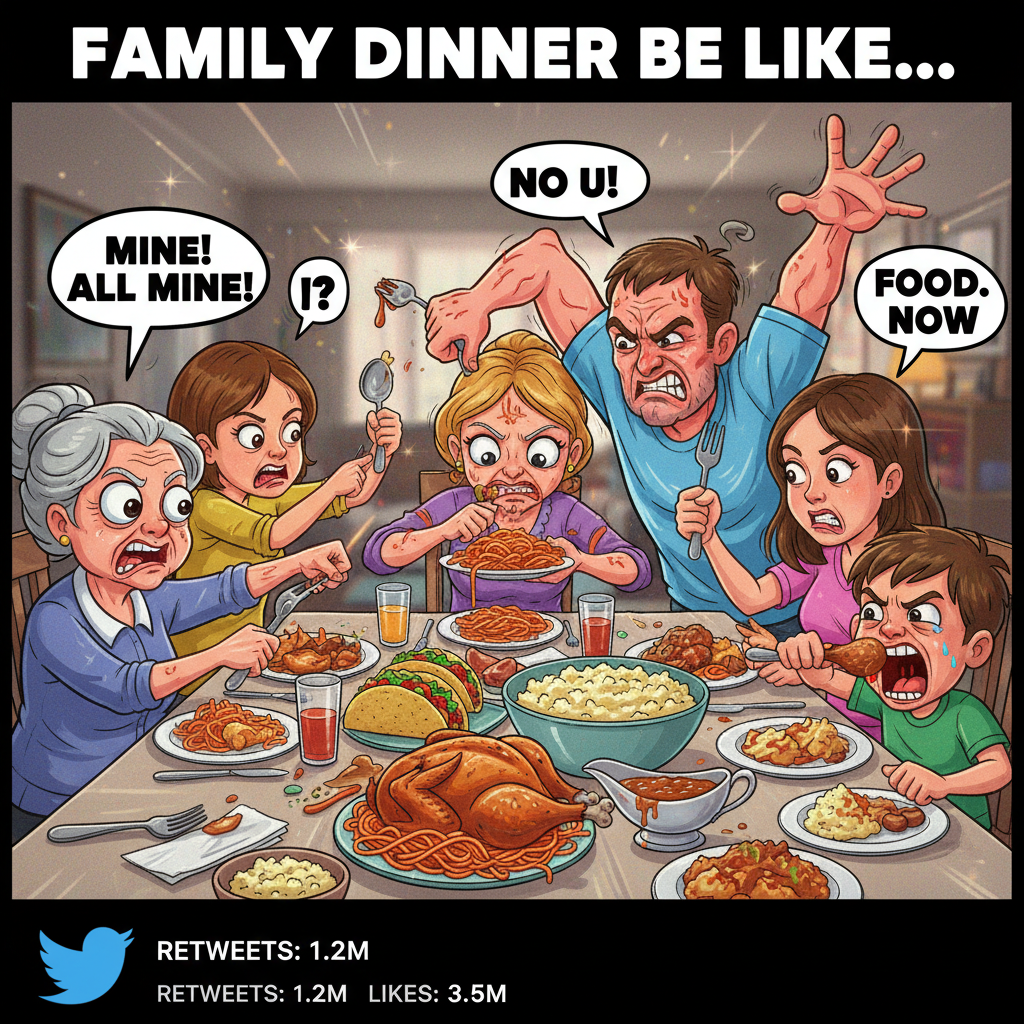 Holiday dinner: where 'pass the salt' becomes a gladiatorial event.
