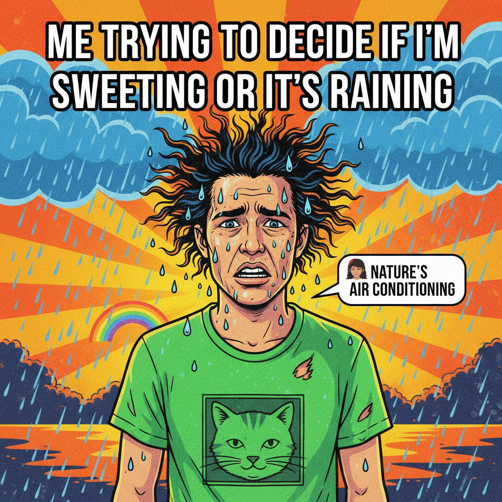 It's 100 degrees but also raining. My hair is confused. My soul is confused. Send help.