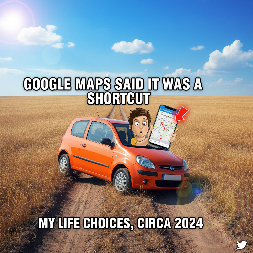 GPS told me to turn left. I turned left. Now I'm in a field. Thanks, Siri.