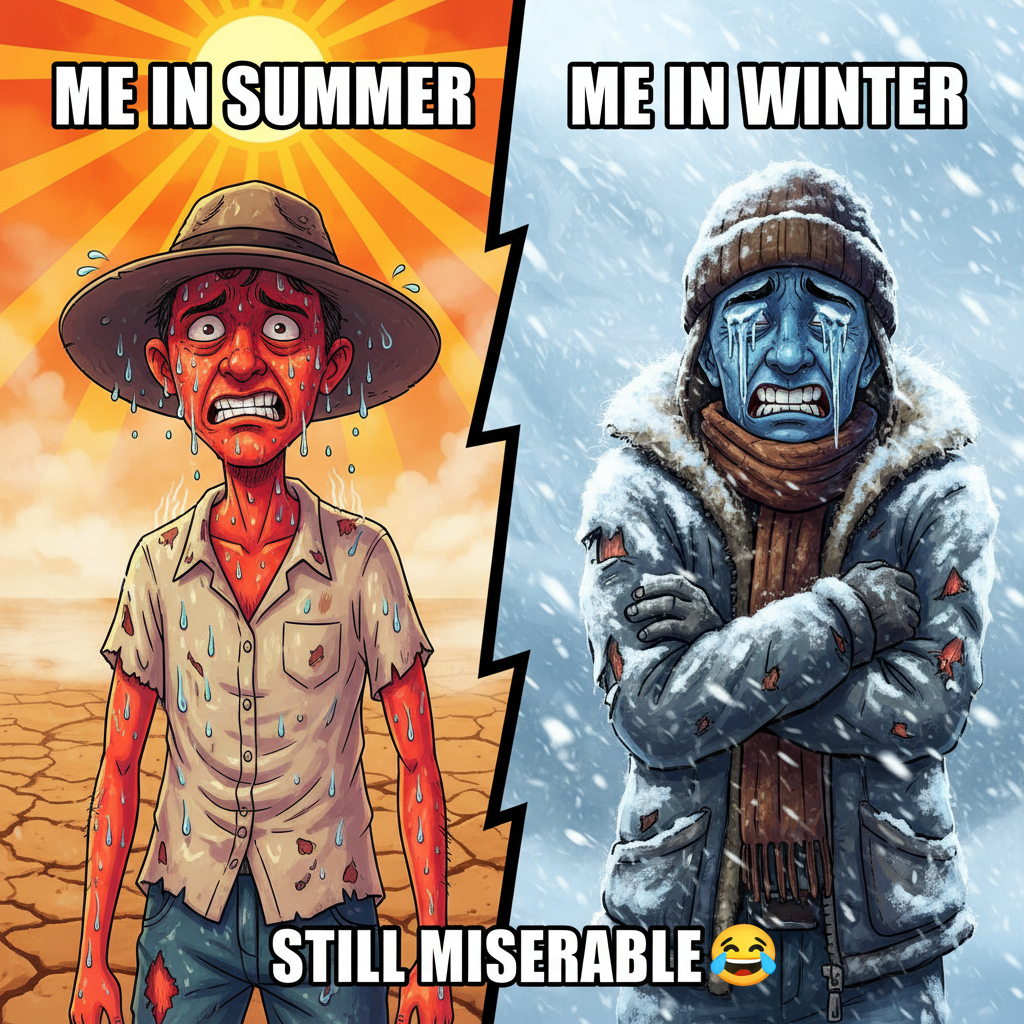 It's either 100 degrees or snowing. There is no in-between. Send help.