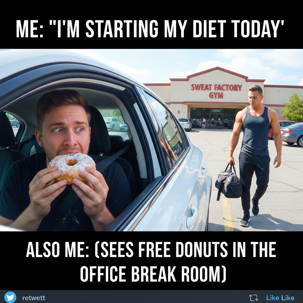 My 'gym buddy' just spotted me eating a donut in the parking lot. This is fine. #fitnessjourney