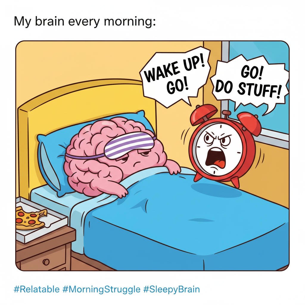 Monday morning: My brain is still in weekend mode, but my alarm clock has other plans.
