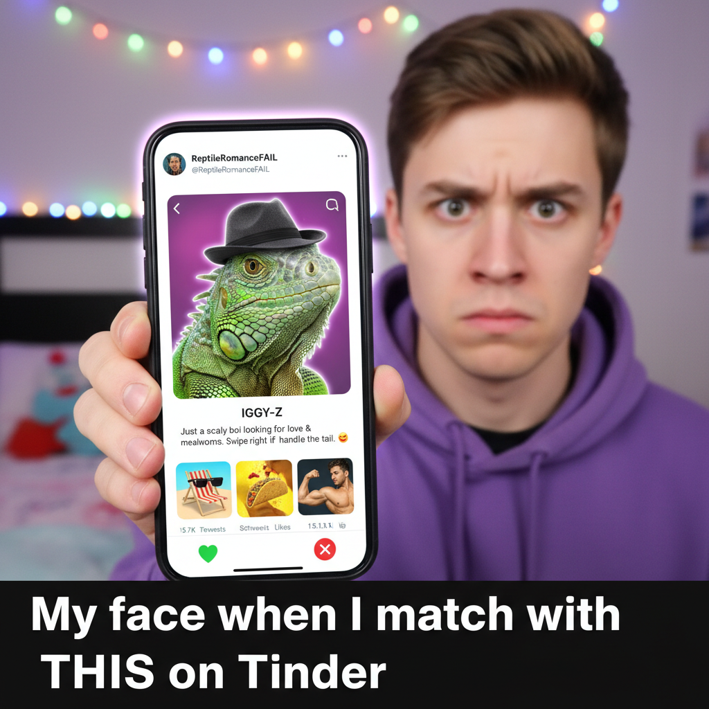 Matched with someone who only had pics of their pet iguana. I'm not mad, just confused.