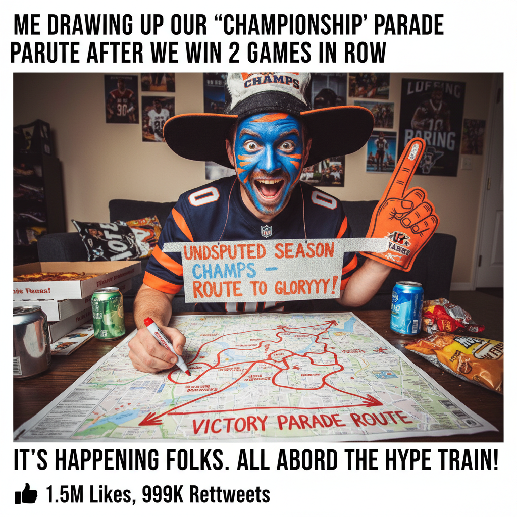 My team won, and I've already started planning the parade route. It's just pre-season.