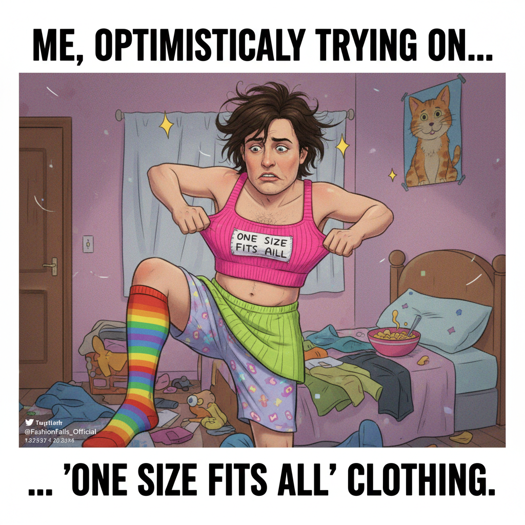 Bought 'one size fits all' online. It fits all... of my left leg. Send help.