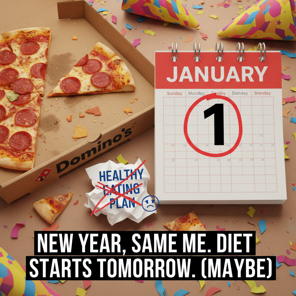 My New Year's resolution to 'eat healthier' lasted until lunch on Jan 1st. Nailed it.