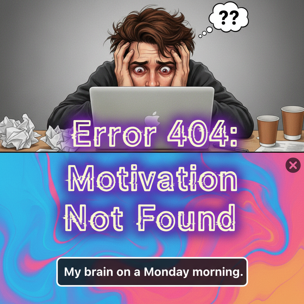 My brain on Monday morning: 'Error 404: Motivation Not Found.'