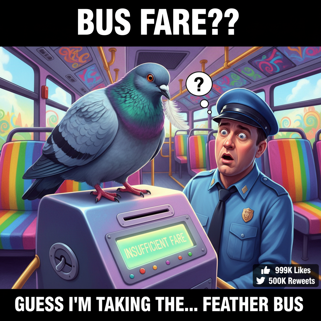 Just witnessed a pigeon pay its fare with a single feather on the bus. This city is wild.