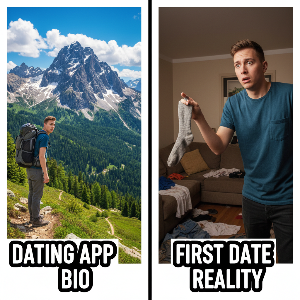 Dating app bio: 'Loves adventure.' First date: 'My adventure is finding socks.'