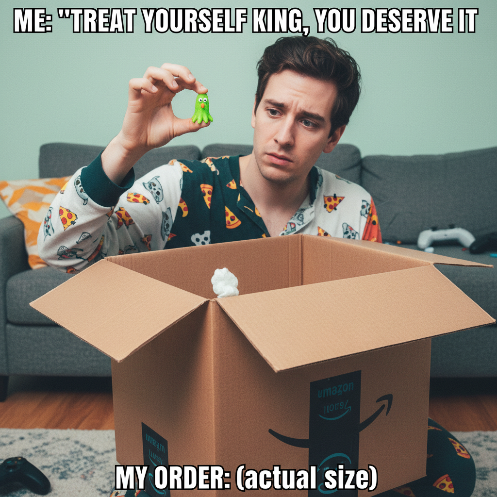 Me: 'I need this.' Package arrives: 'What even IS this?' Online shopping regrets are real.