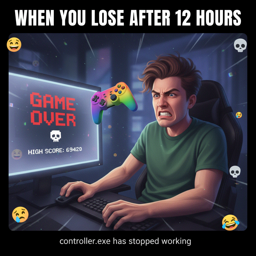 My controller just flew across the room. It wasn't my fault, the game cheated. #GamingRage