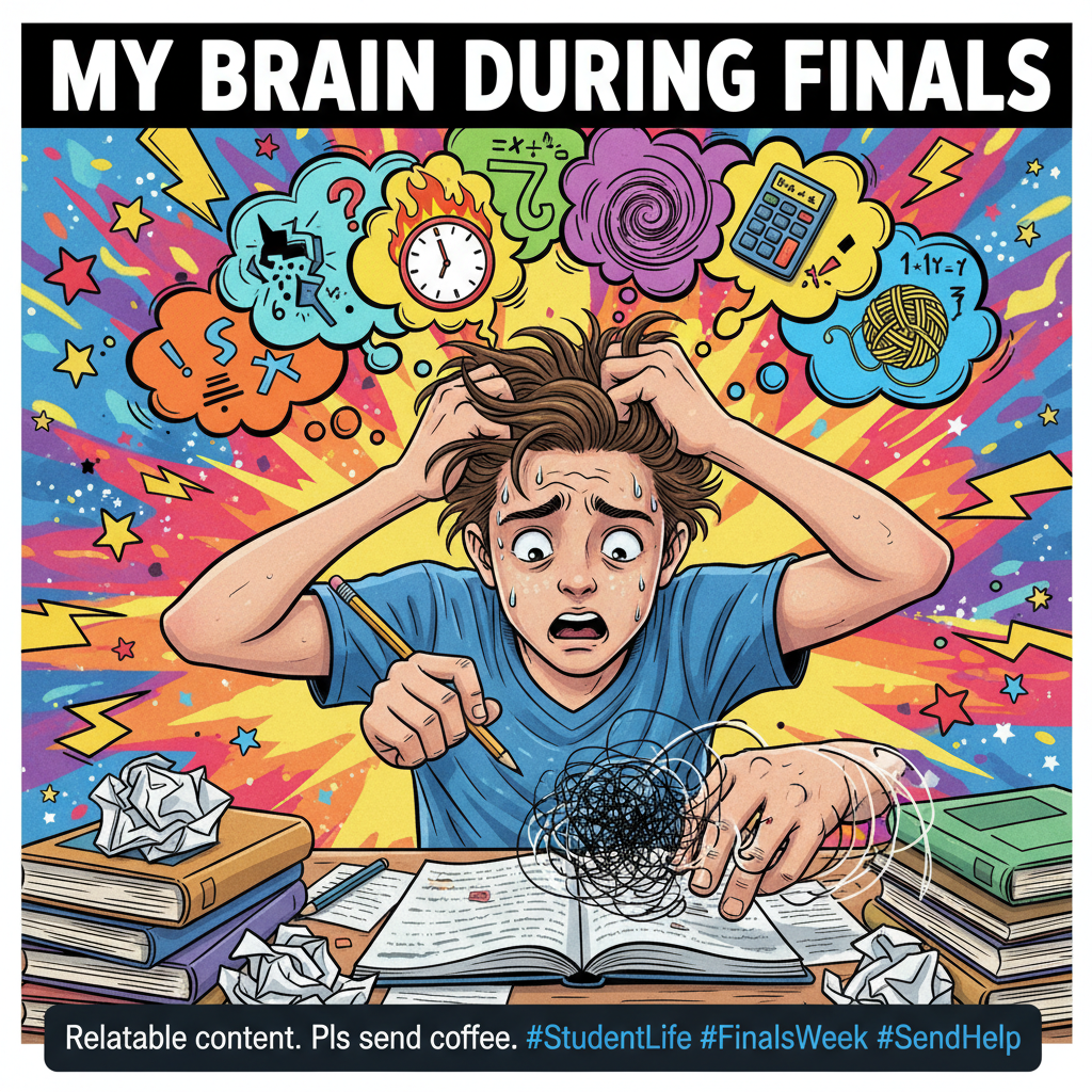 My brain during exams: *panicked screaming* My hand: *scribbles nonsense*