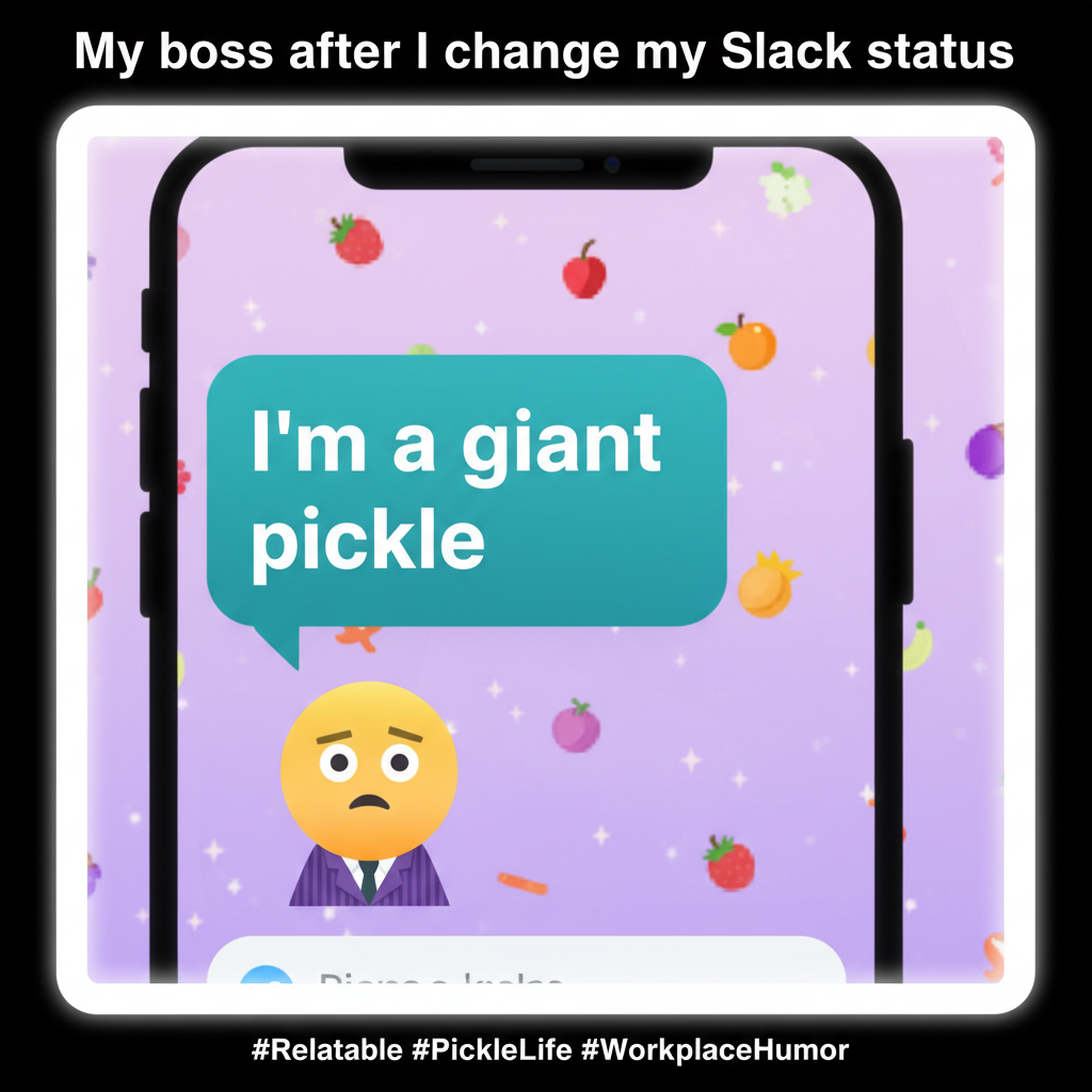 Autocorrect changed 'I'm fine' to 'I'm a giant pickle.' My boss is confused.