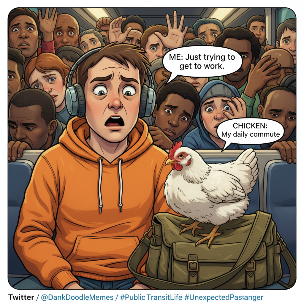 My public transport adventure today involved a chicken. A LIVE chicken. Send help.