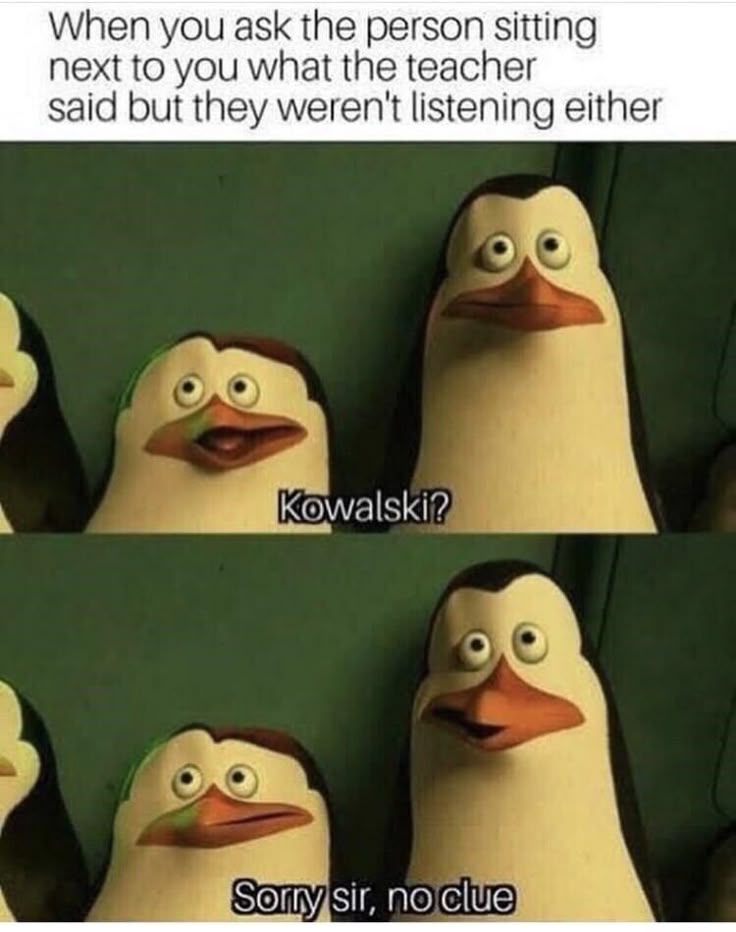 When you ask the person sitting next to you what the teacher said but they weren't listening either