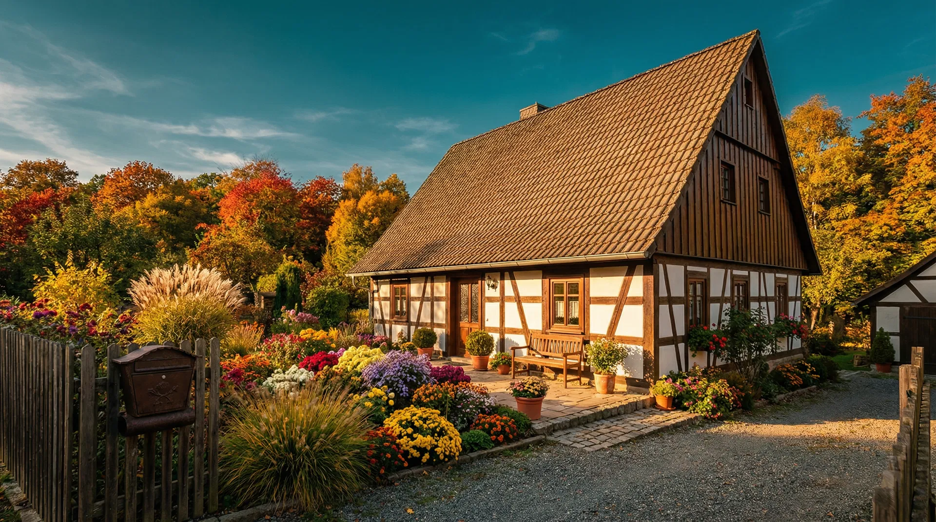 Typisches deutsches Einfamilienhaus mit Garten