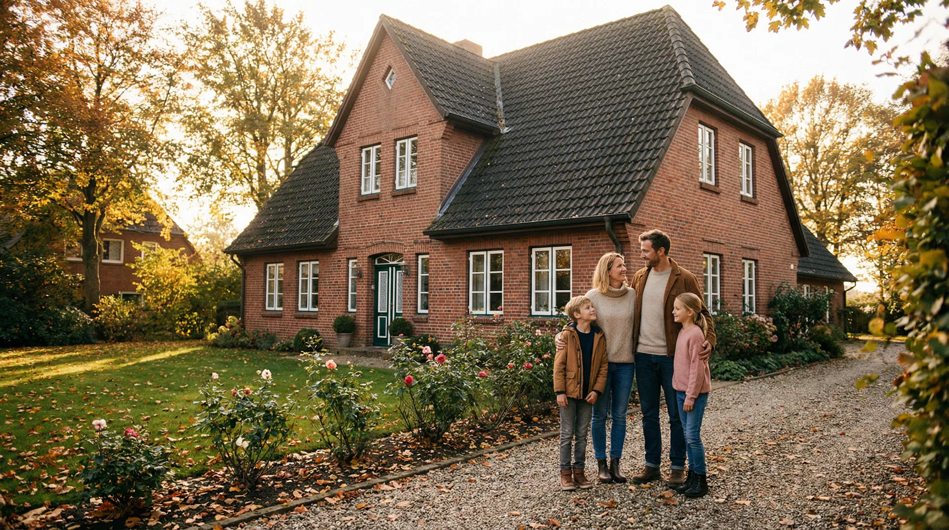 Älteres Ehepaar übergibt Schlüssel an junge Familie
