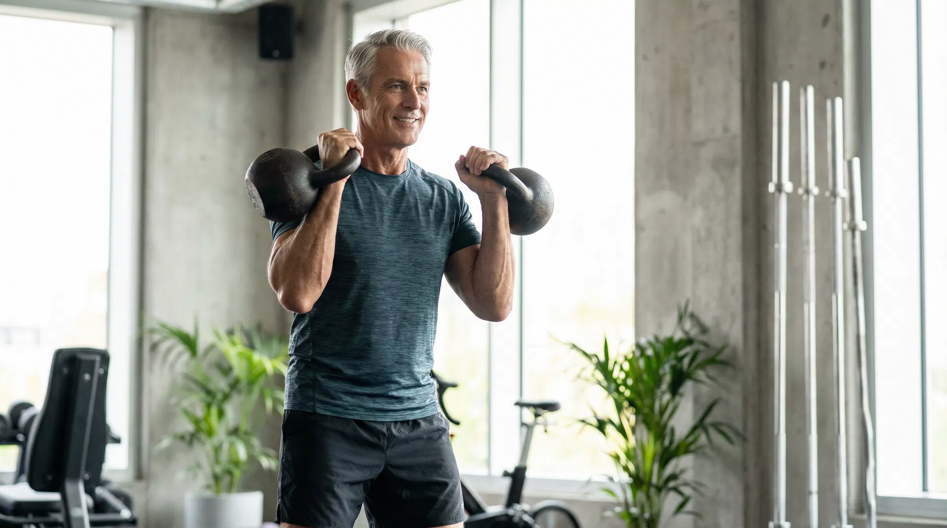 Mann beim Krafttraining – Muskelaufbau und Vitalität