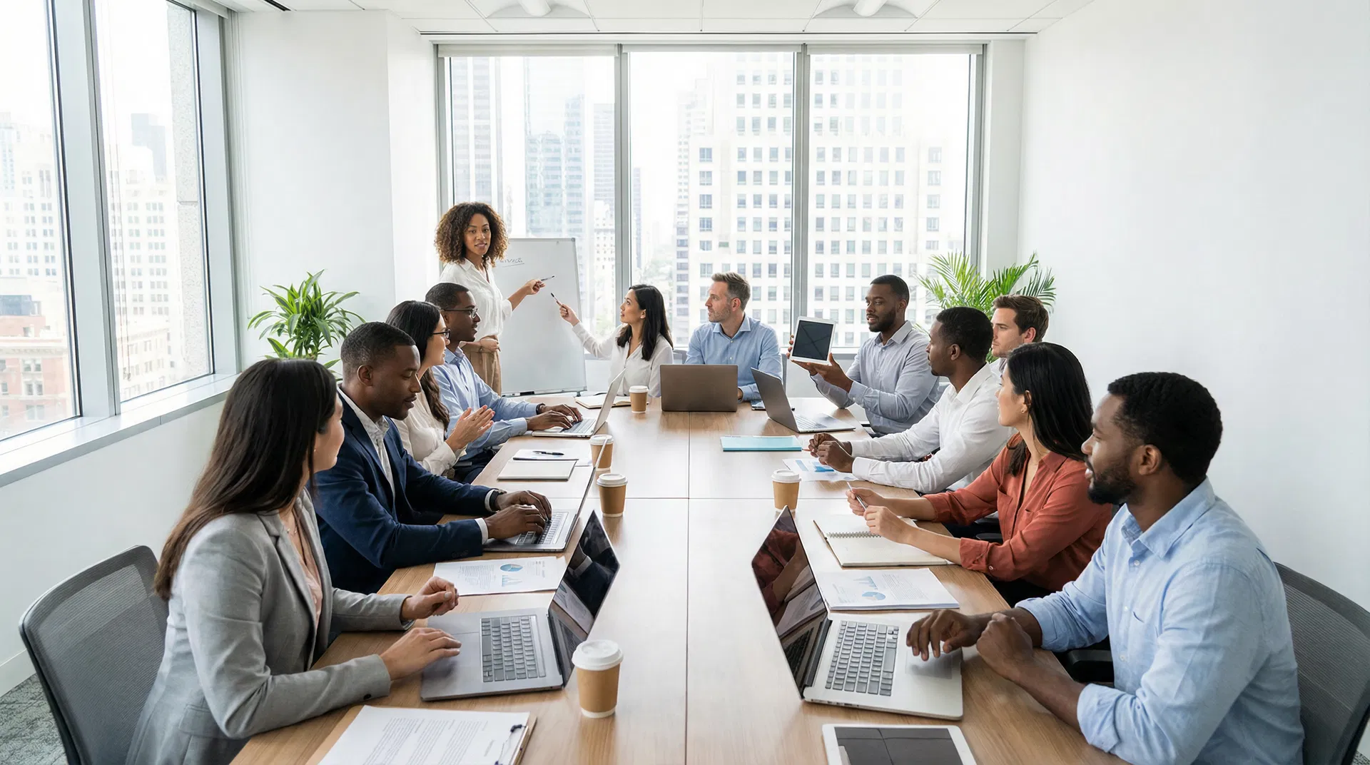 Nonprofit leadership team in strategic session