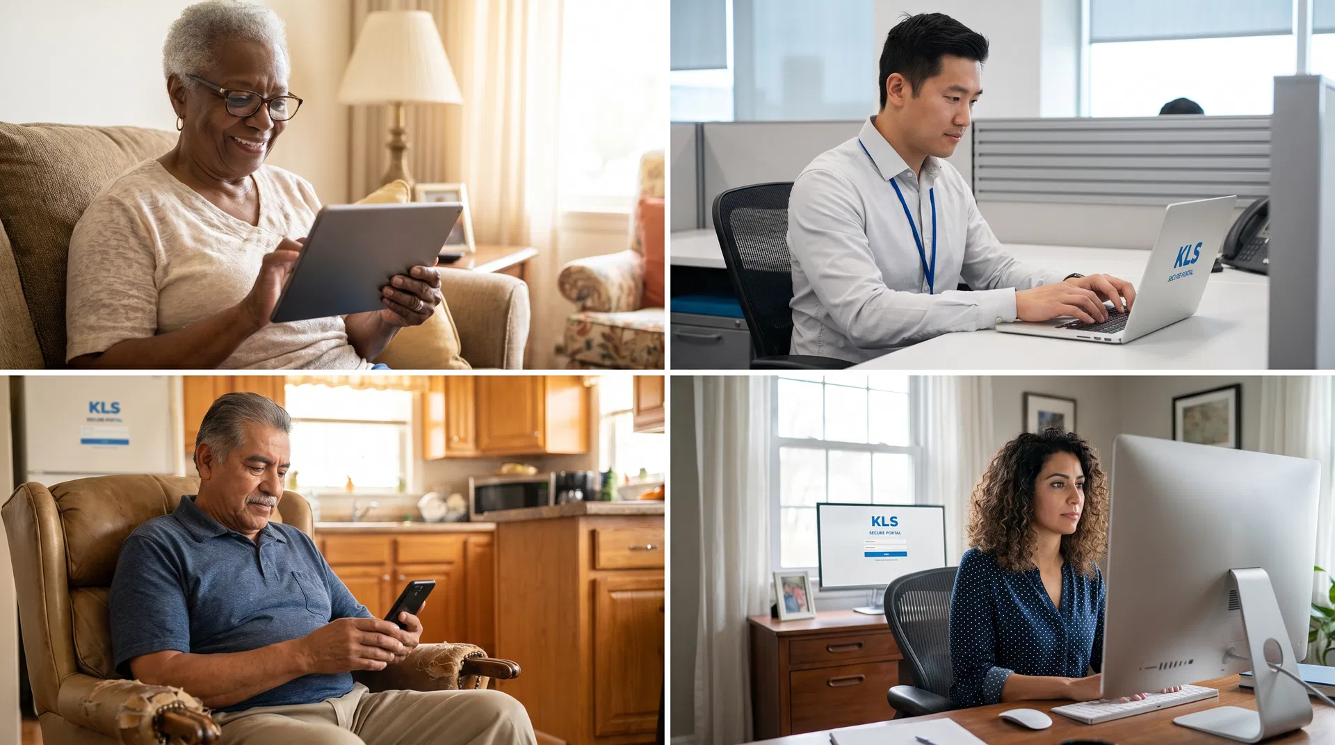 Diverse clients using the KLS secure portal on various devices